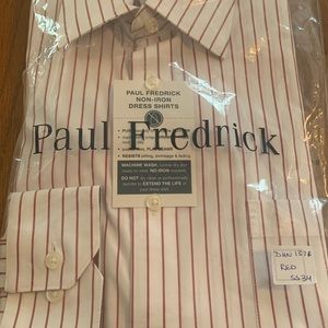 Paul Frederick red stripe dress shirt button cuff